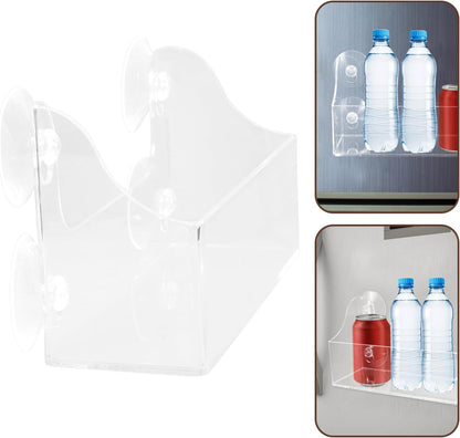 Homoyoyo Clear Suction Rack Refrigerator Shelf Drink Holder for Fridge Beverage Shelf Organizer for Kitchen Storage Adjustable Wall-Mount Display Frame for Beverages 8.07 X 4.52 X 2.75 in