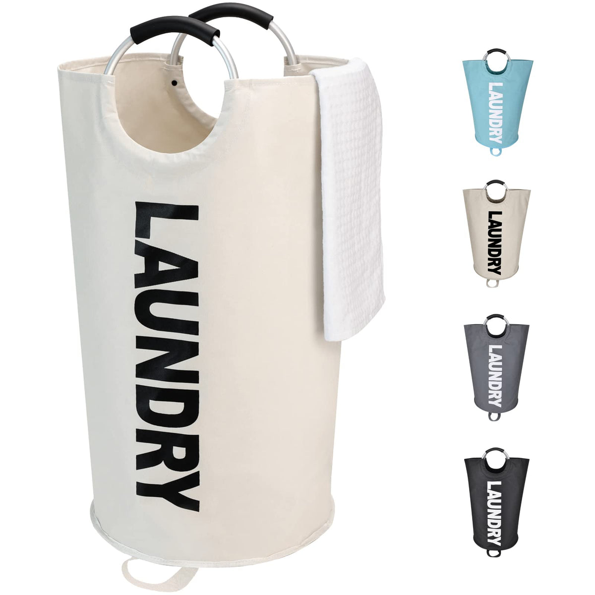 Maxsilan 90L Large Laundry Basket Bag, Collapsible Tall Hamper, Black