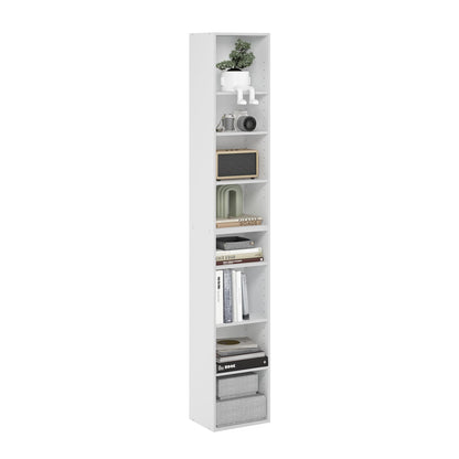Furinno LUDER Book Shelf, 6-Tier Tall Modern Bookshelf, Bookcase with Open Shelves, 9.3 x 12 x 71, for Living Room, Bedroom, Home Office, White