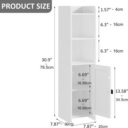 Lomojo Small Bathroom Storage Cabinet Corner, 7.87"Dx7.87"W x31.5"H (White)