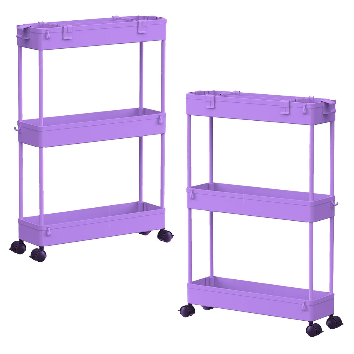 SPACELEAD Slim Storage Cart 3 Tier,Bathroom Organizer Rolling Utility,Mobile Shelving Unit Slide Out for Office, Kitchen, Laundry Room & Narrow Places,Black