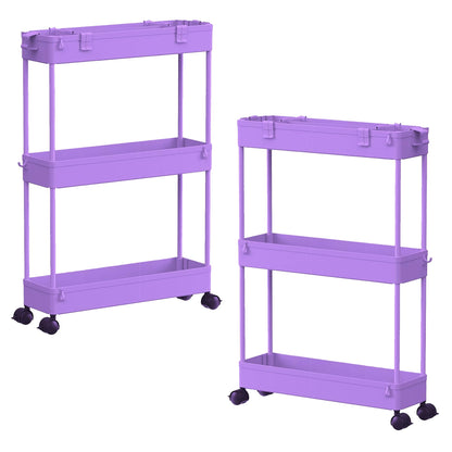 SPACELEAD Slim Storage Cart 3 Tier,Bathroom Organizer Rolling Utility,Mobile Shelving Unit Slide Out for Office, Kitchen, Laundry Room & Narrow Places,Black