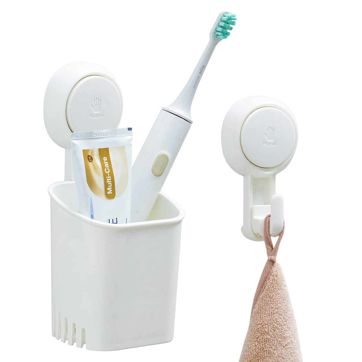 TAILI Patented Suction Cup Toothbrush Holders for Bathrooms, Black