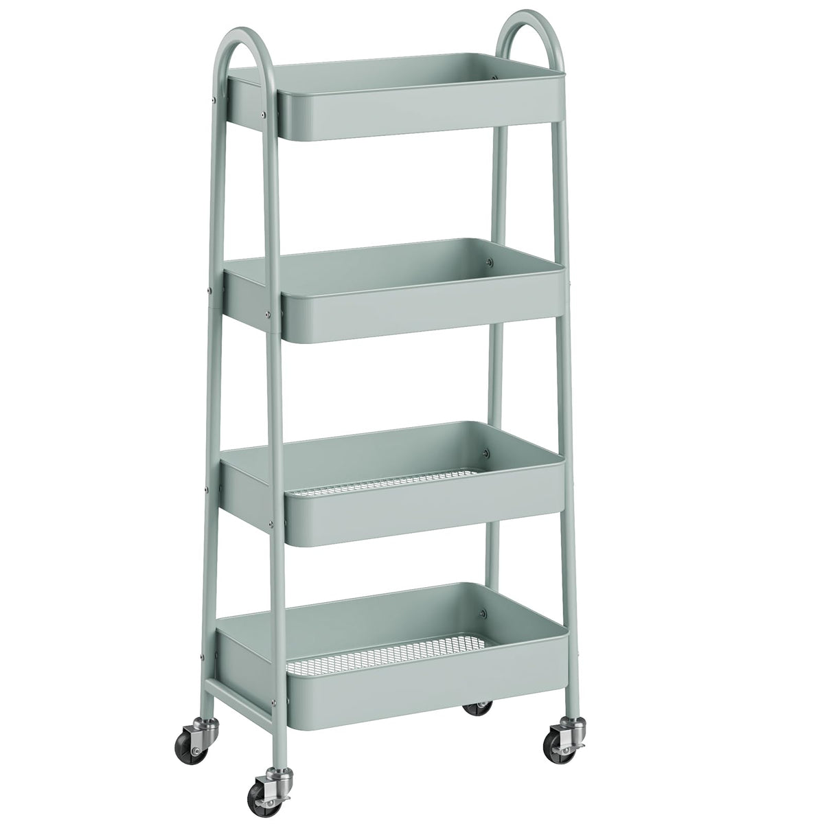 NEWBULIG 4-Shelf Metal Rolling Storage Utility Cart with Lockable Wheels