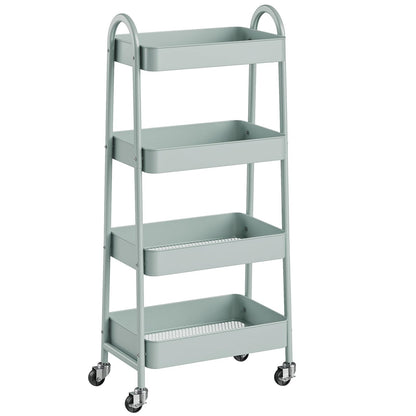NEWBULIG 4-Shelf Metal Rolling Storage Utility Cart with Lockable Wheels