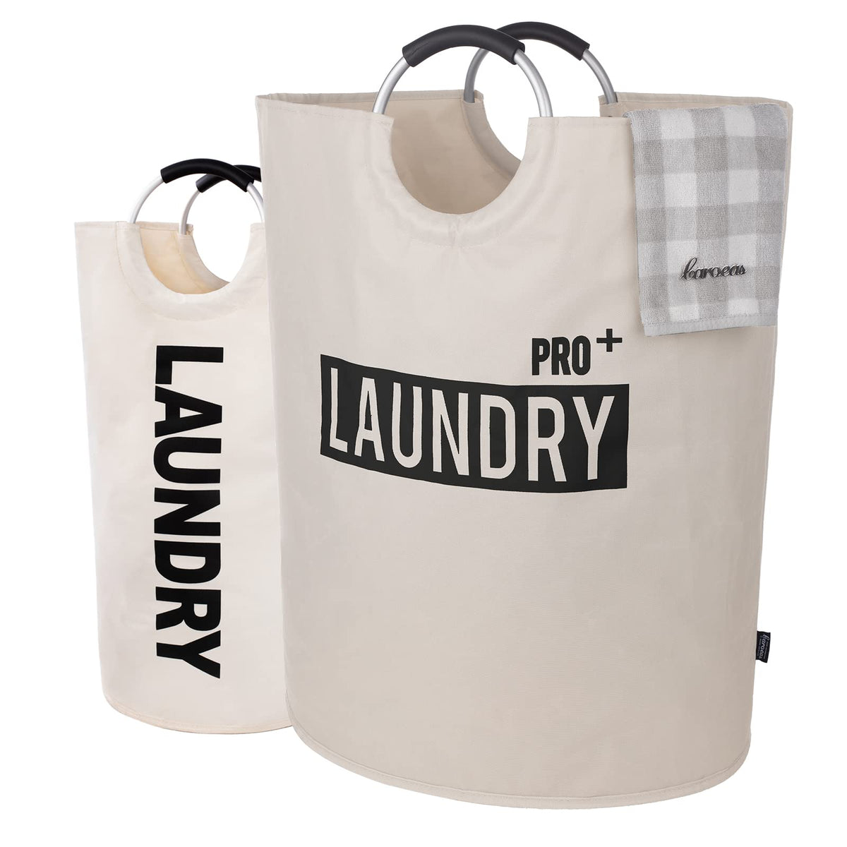 Caroeas Tall Laundry Basket 90L, Large Hamper, Freestanding Laundry Bag