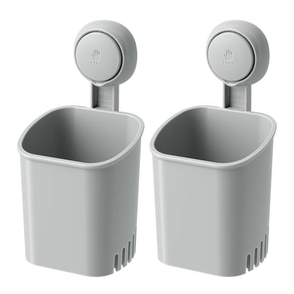 LEVERLOC Powerful Suction Cup Toothbrush Holders for Bathroom 2Pack, White