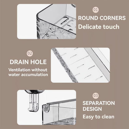 Corrugated Suction Cup Storage Holder Corner Shower Caddy Large Organizer Bathroom Shelf Clear Acrylic Shower Tray Shelves Inside Floating Shower Wall Shelf Bath Basket Rack Heavy Duty (Corner-Grey)