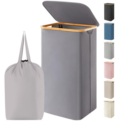 Lifewit 105L Large Laundry Basket with Lid, Removable Bags, Beige