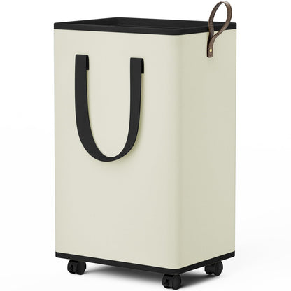 SpaceTrove Rolling Laundry Basket with Wheels, Laundry Hamper, 80L, Grey