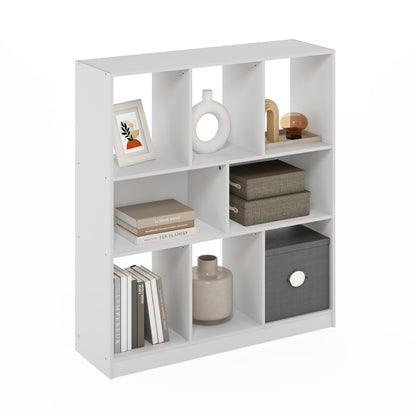 Furinno LUDER Book Shelf, 6-Tier Tall Modern Bookshelf, Bookcase with Open Shelves, 9.3 x 12 x 71, for Living Room, Bedroom, Home Office, White