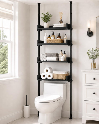 ALLZONE Tension Over The Toilet Storage Cabinet, No-Drill, Fits 92-116 in.