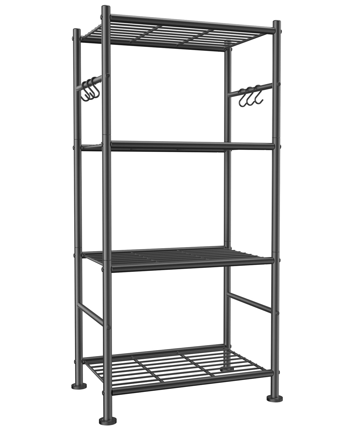 Sakugi 5T Storage Rack Organizer with Hooks, Heavy Duty Metal Garage Rack with Leveling Feet, Freestanding Utility Rack for Bedroom, Balcony and Garage, 18.1"×12.4"×56.8", White