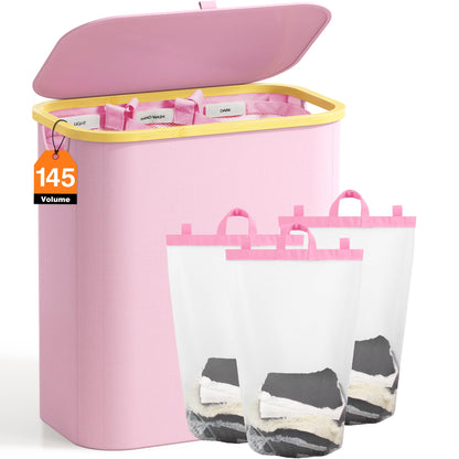 Hampers for Laundry Basket with Lid, 160L Large Laundry Hamper 3 Section