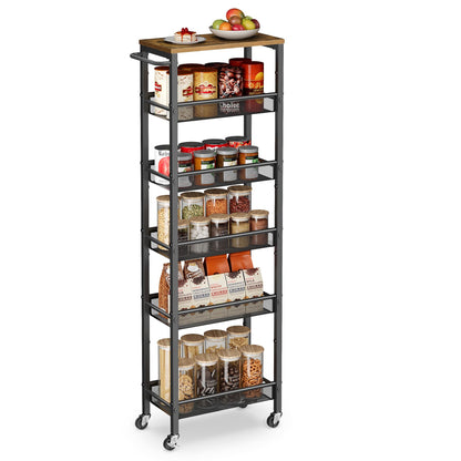 VASAGLE 6-Tier Utility Rolling Laundry Cart, 17.9 x 5.9 x 51.7 inch