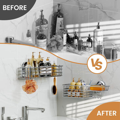 LEVERLOC Shower Caddy Suction Cup, 2 Pack Heavy Duty Bathroom Organizer