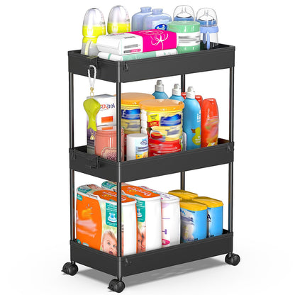 SPACEKEEPER 5 Tier Storage Rolling Cart, Bathroom Cart with Wheels, White