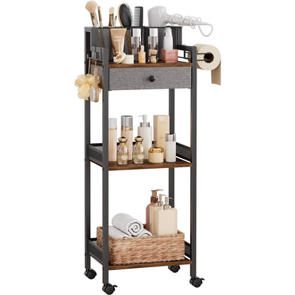 Slim Bathroom Storage Shelf Unit, Makeup Organizer for Small Spaces