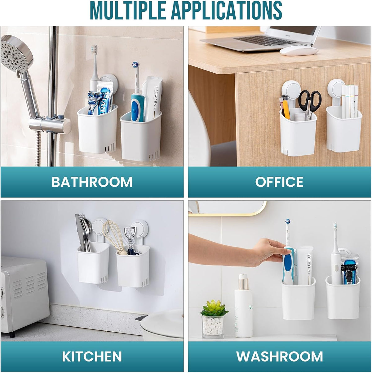 TAILI Suction Cup Toothbrush Holders for Bathroom Wall 2Pack, White