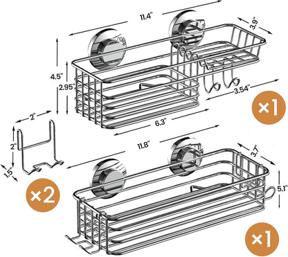 LEVERLOC Shower Caddy Suction Cup, 2 Pack Heavy Duty Bathroom Organizer