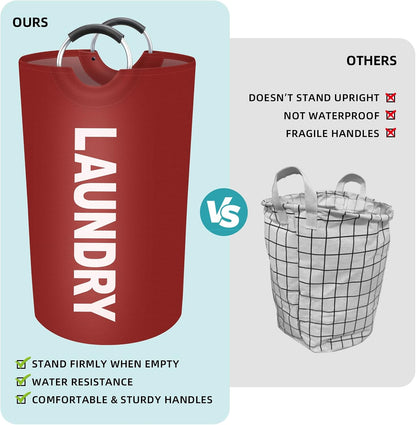 90L Large Laundry Basket, Dirty Clothes Waterproof Laundry Hamper, Red