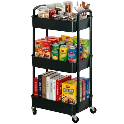 Sywhitta 4-Tier Plastic Rolling Utility Cart with Wheels for Storage,White