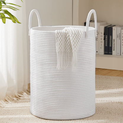 YOUDENOVA Jute Rope Laundry Hamper Basket, 58L Blanket Basket for Nursery