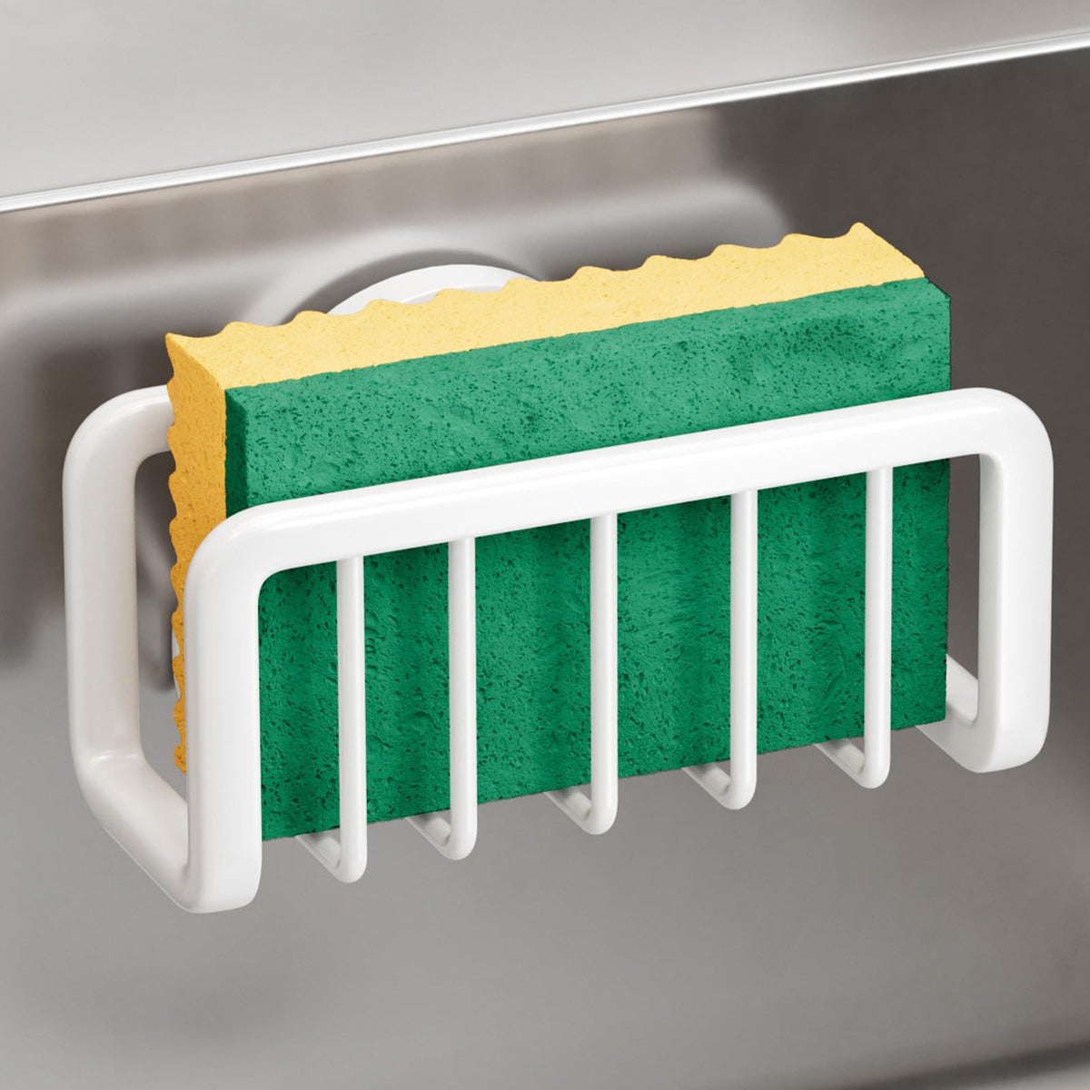 TAILI Sponge Holder for Kitchen Sink with Strong Suction Cup-Silver