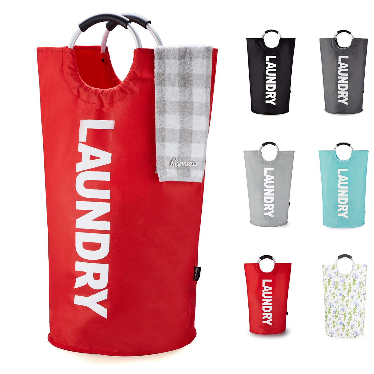 Caroeas Tall Laundry Basket 90L, Large Hamper, Freestanding Laundry Bag