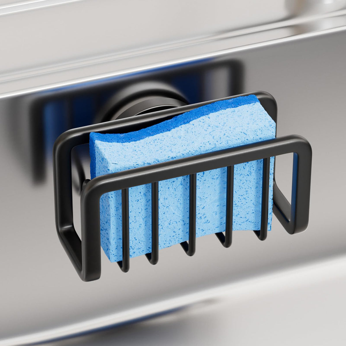 TAILI Sponge Holder for Kitchen Sink with Strong Suction Cup-Silver