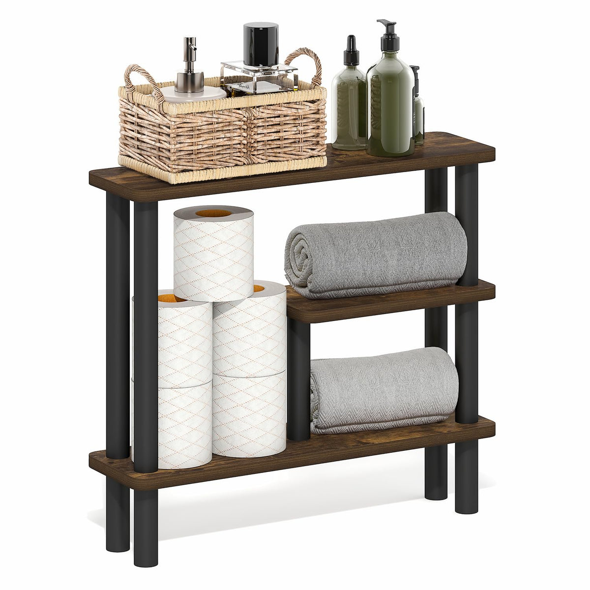 Furinno Turn-N-Tube Slim Space Saving Storage Rack, Espresso/Black