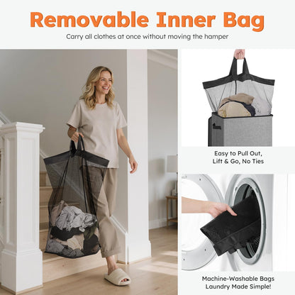 SOLEDI 100L Laundry Hamper with Lid, Large Collapsible Laundry Basket