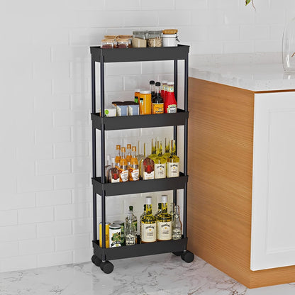 Sooyee 4 Tier Slim Storage Cart, Black