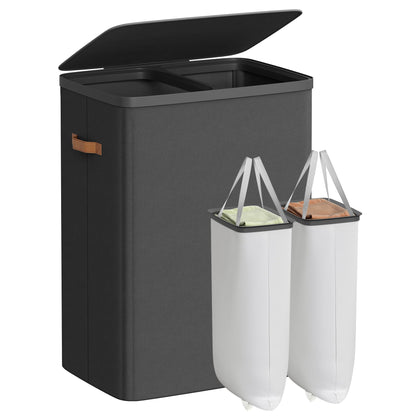 SONGMICS Laundry Basket, 170L Laundry Hamper with Lid, 2 Removable Bags