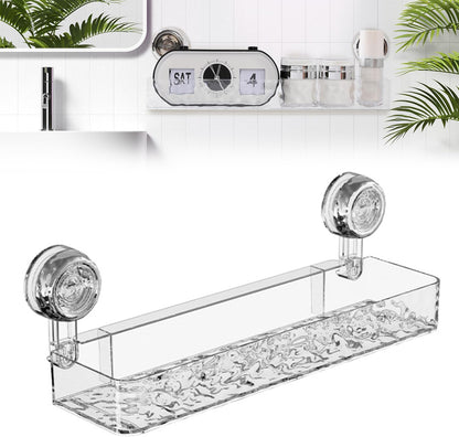 Corrugated Suction Cup Storage Holder,Movable Shower Shelf Suction Cup,Shower Caddy Large Organizer Bathroom,No-Drill Wall Mounted Bathroom Storage Rack Shelf(White)