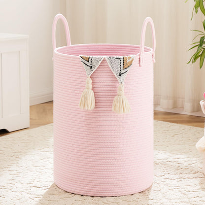 Artfeel Laundry Basket,Woven Cotton Rope Laundry Hamper,60L for Decor Storage of Dirty Clothes,Toys and Blankets in Bathroom,Baby Room and Living Room