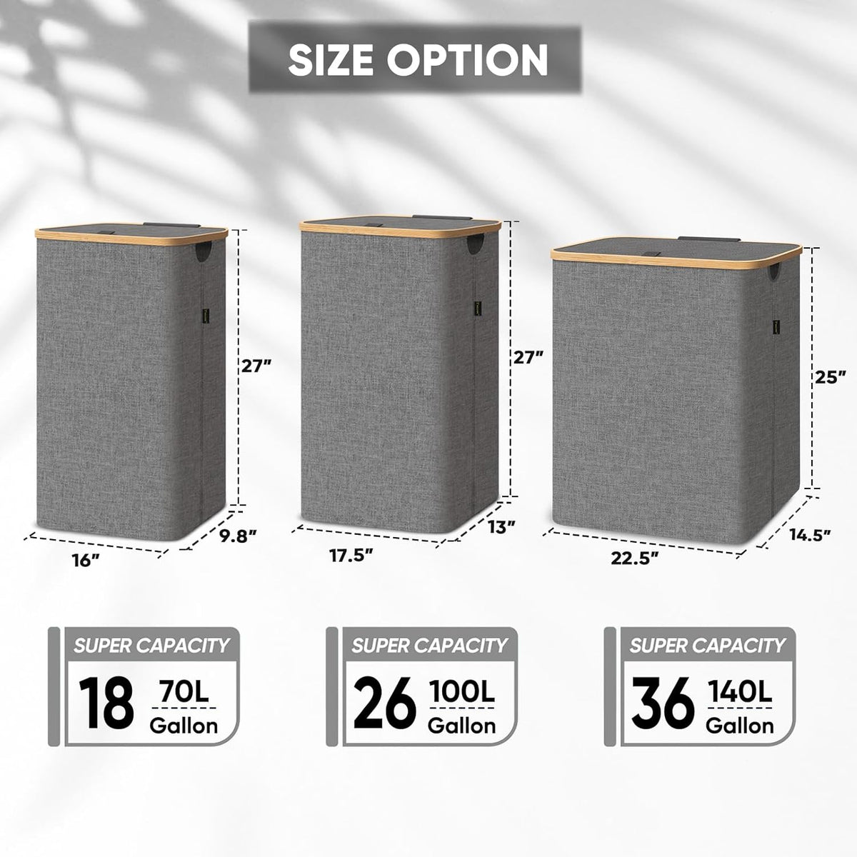 BALEINE 100L Laundry Hamper with Lid, Large Laundry Basket Bin