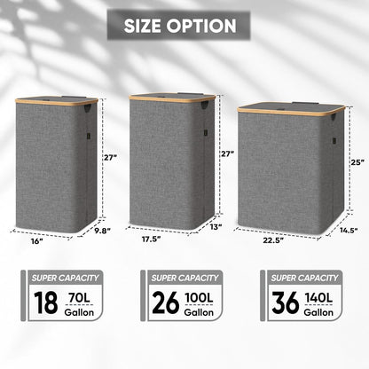 BALEINE 100L Laundry Hamper with Lid, Large Laundry Basket Bin