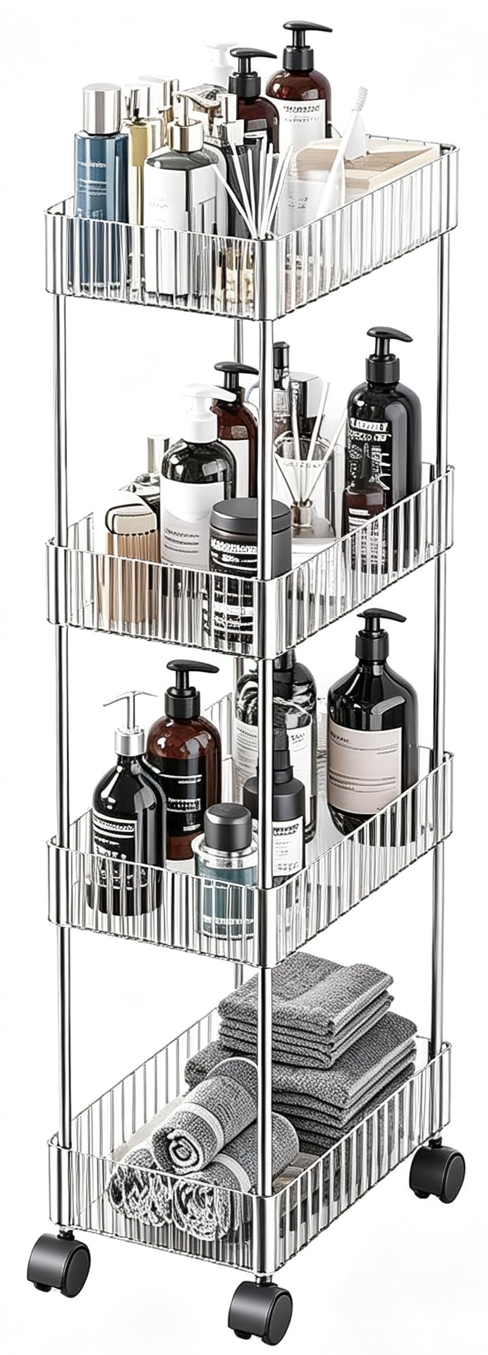 Sooyee 4 Tier Slim Storage Cart, Black