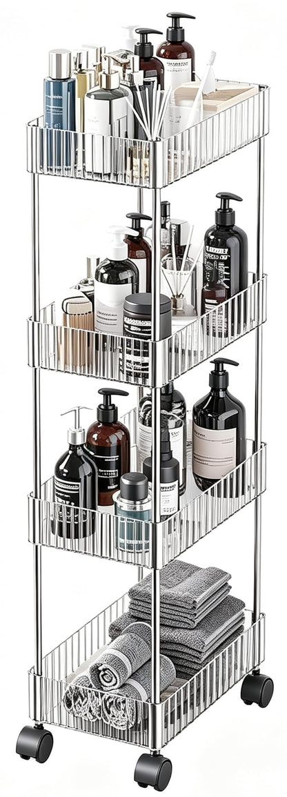 Sooyee 4 Tier Slim Storage Cart, Black