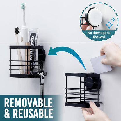 TAILI Patented Suction Cup Toothbrush Holders for Bathrooms, Black