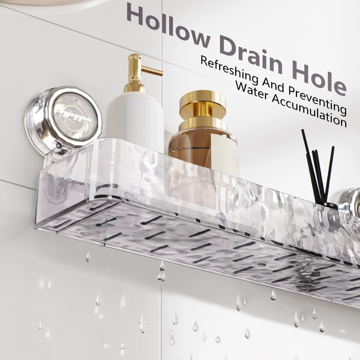 Corrugated Suction Cup Storage Holder,Movable Shower Shelf Suction Cup,Shower Caddy Large Organizer Bathroom,No-Drill Wall Mounted Bathroom Storage Rack Shelf(White)