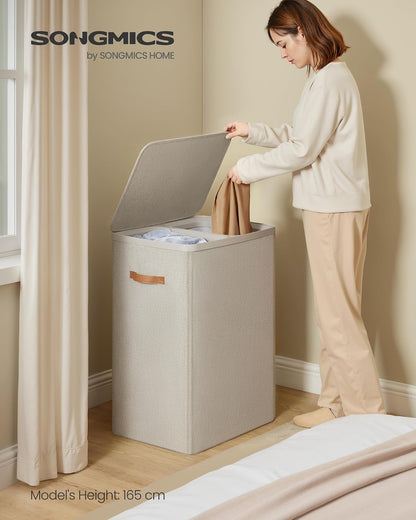 SONGMICS Laundry Basket, 170L Laundry Hamper with Lid, 2 Removable Bags