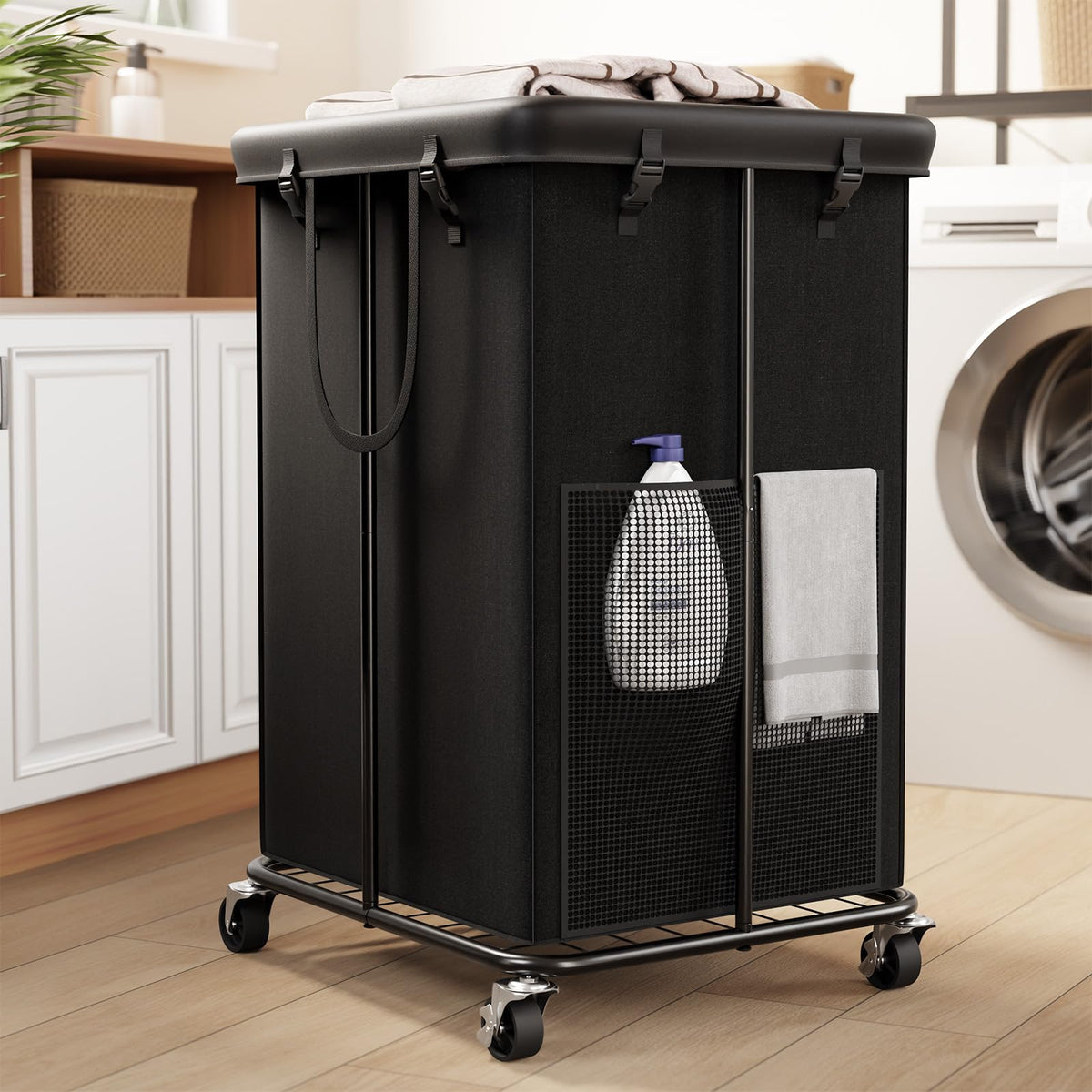 150L Large Laundry Hamper with Wheels, Rolling Laundry Basket