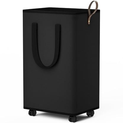 SpaceTrove Rolling Laundry Basket with Wheels, Laundry Hamper, 80L, Grey