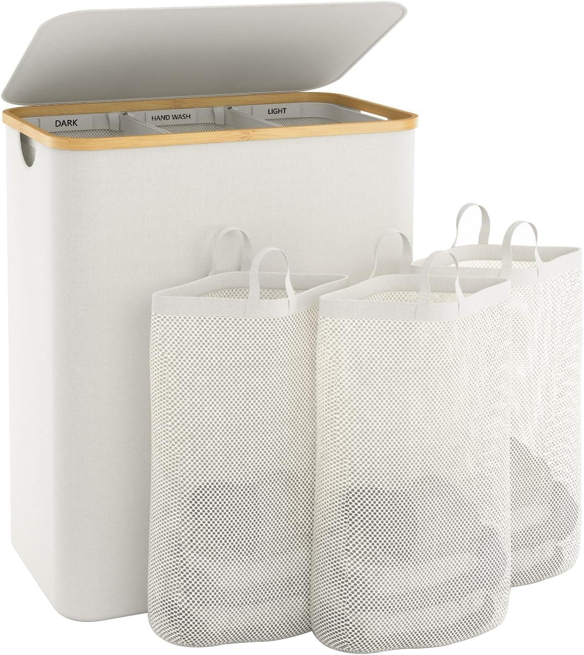 Hampers for Laundry Basket with Lid, 160L Large Laundry Hamper 3 Section