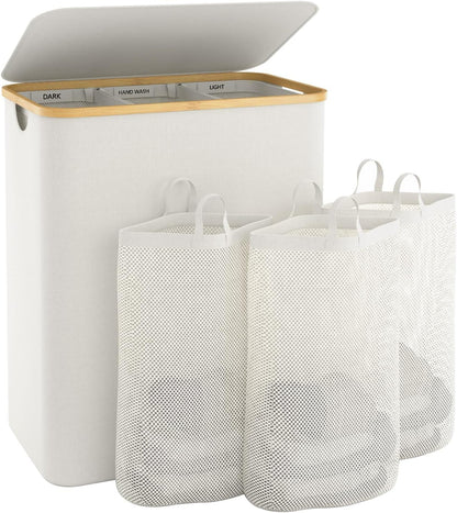 Hampers for Laundry Basket with Lid, 160L Large Laundry Hamper 3 Section