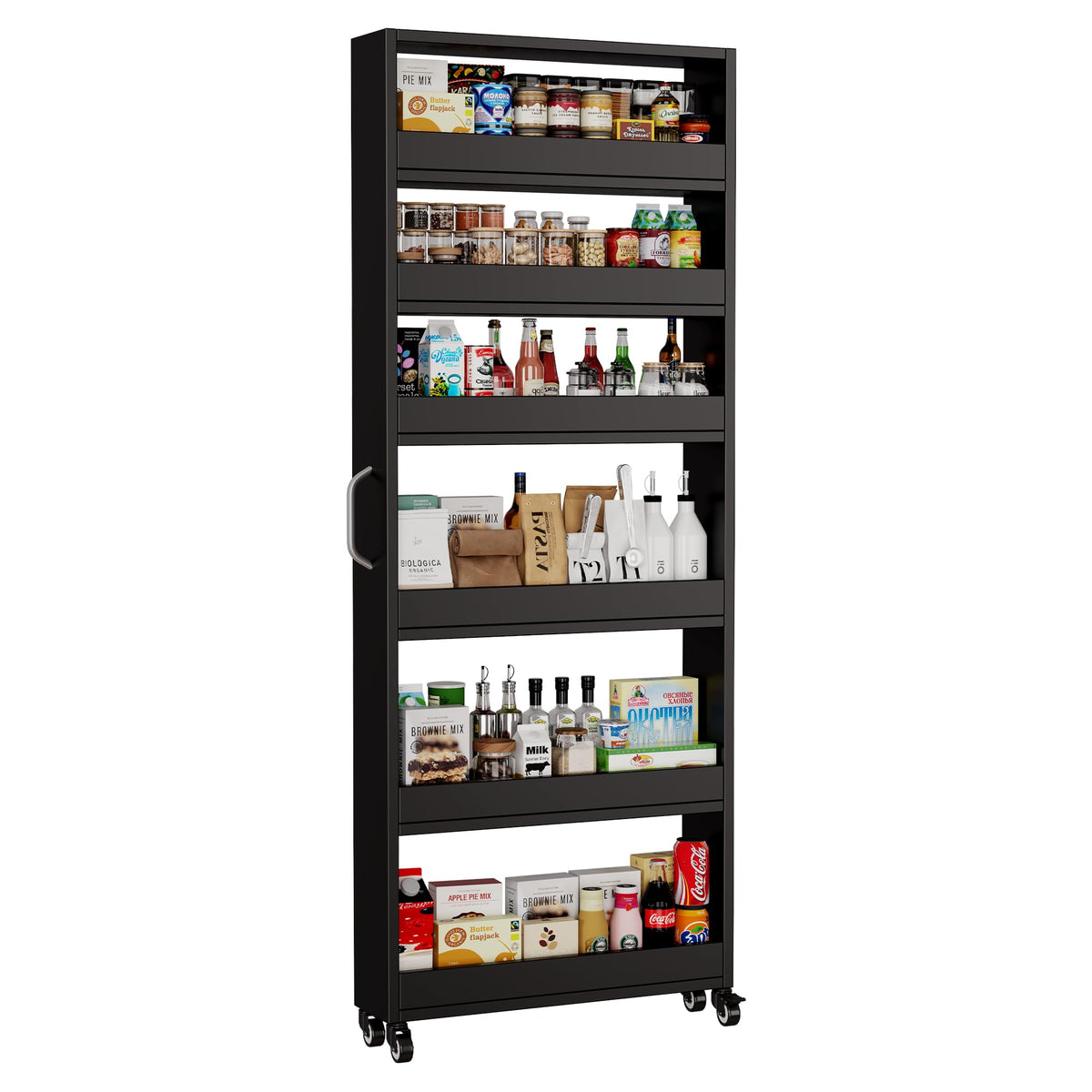Slim Storage Cart, Lightweight 6 Tier Metal Rolling Utility Kitchen Cart on Wheels, Mobile Storage Shelving Unit Organizer for Bathroom Laundry Office Narrow Places (White, 6" D)