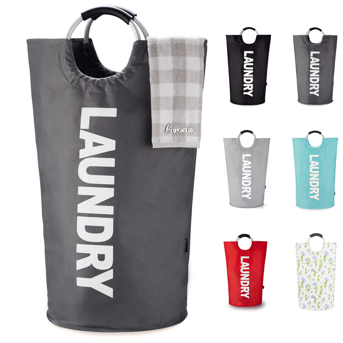 Caroeas Tall Laundry Basket 90L, Large Hamper, Freestanding Laundry Bag