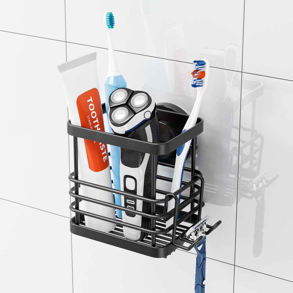 TAILI Patented Suction Cup Toothbrush Holders for Bathrooms, Black